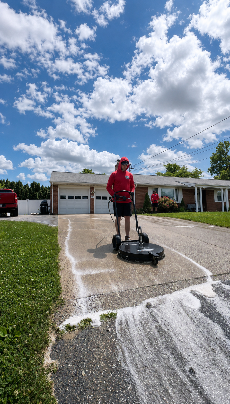 Blue Ridge Power Washing cleaning driveway