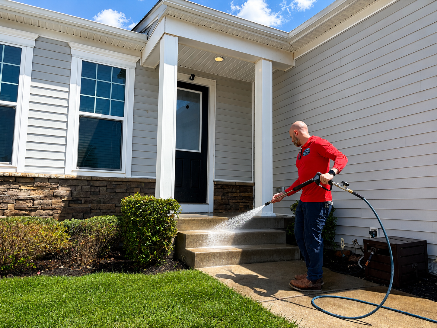 Blue Ridge Power Washing cleaning home steps