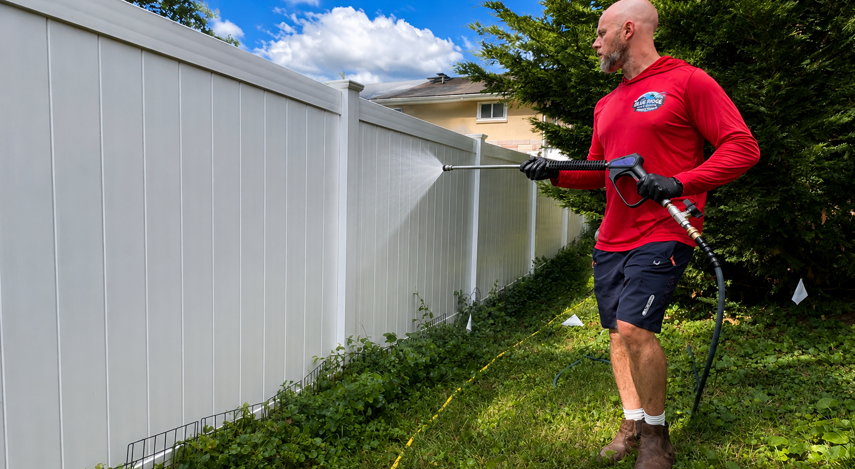 Blue Ridge Power Washing cleaning fence
